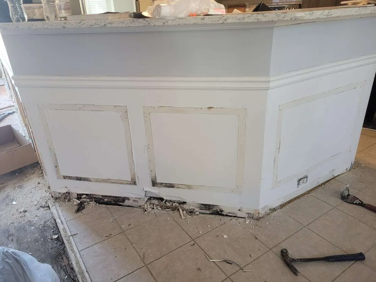 Water damage and mold on kitchen during Storm Damage Restoration in Columbia